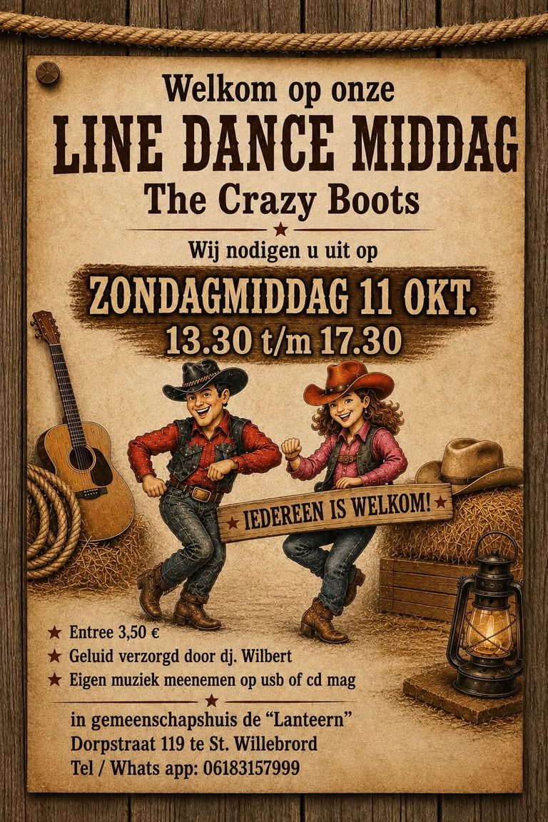 11 oktober Line Dance middag in St. Willebrord